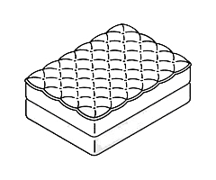 Outline of a medium mattress on a white background