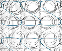 Pattern of interlocking continuous coil mattress springs on a white background